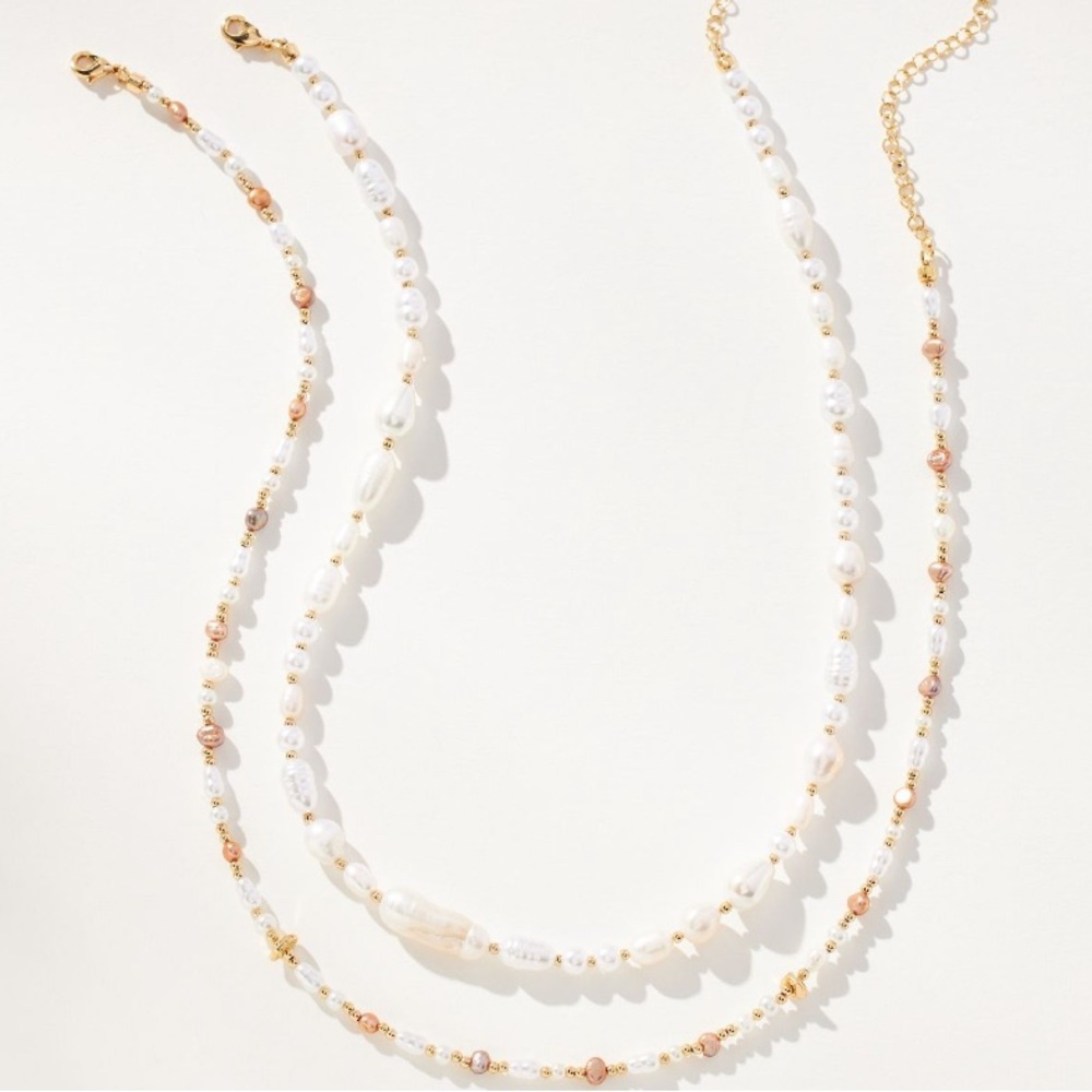 Anthropologie Double Pearl Necklace NWT